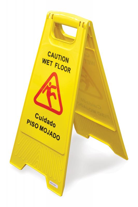 Yellow Plastic Wet Floor Caution Sign- English/Spanish
